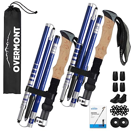 OVERMONT - OM-Trekking Pole-Carbon-Blue, Bastones Unisex - Adulto, Azul, verstellbar 105-125CM -