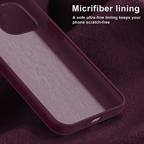 Image of Elzzi Microfiber Candy Case Compatible for iPhone 14 PRO MAX, Shockproof Slim Back Cover Liquid Silicone Case - Wine RED