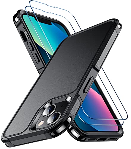 Temdan For Iphone 13 Mini Case [Military Grade Drop Protection] [Tempered Glass Screen Protector] Non-Slip Heavy Duty Full-Body Shockproof Phone Case-Black #TOP16