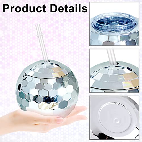 Breroa 6 Pieces Disco Ball Cup With Lid And Straw 20 Ounce Disco Party Cups 1970S Mirror Disco Cocktail Cups Sparkly Glitter Disco Flash Ball Drink Tumbler For Disco Bar Party Supplies, Silver #TOP3
