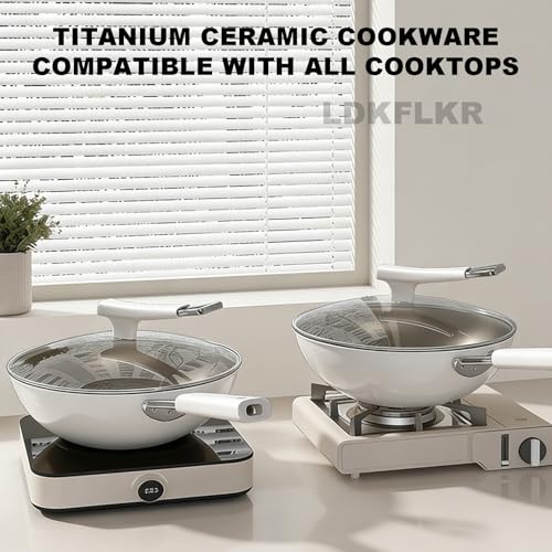 Wok de Titanio sin recubrimiento con tapa, 34cm miniatura 5