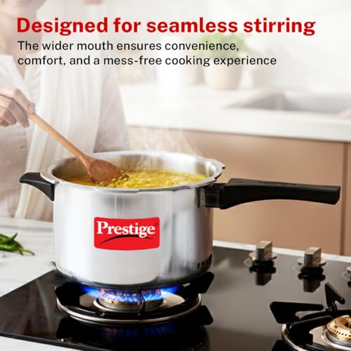 Image of Prestige 7.5 Litres Popular Outer Lid Aluminium Pressure Cooker |Metallic Safety Plug | Gasket Release System | Silver |5 years warranty