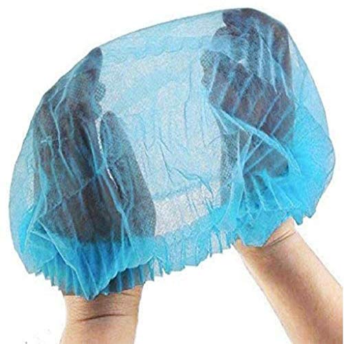 Disposable Bouffant Caps Hair Net Cap 100 Pcs 21inches Elastic Mob Caps for Food Service, Sleeping Head Cover, Factory Warehouse Worker, Beauty (Blue) - Thumbnail 3