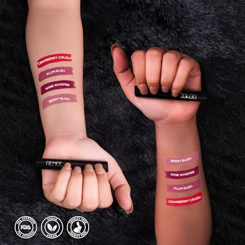 Image of RENEE Very Matte Pack of 4 Matte Lipsticks - Berries, Intense Color Pay Off, Full Coverage, Long Lasting & Weightless, Easy Glide Formula With Velvety Finish, Suitable for All Occasion & Gifting