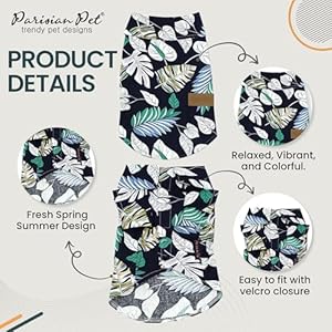 Parisian-Pet-Unisex-Dog-Shirt-Palm-Leaves-Patren-Dog-Beach-Outfit-100-Cotton-and-Sleeveless-Hook-and-Loop-Closure-Dog-Summer-Clothes-Machine-Washable-Dog-Shirts-for-Large-Dogs-L - Cucciolini Doodles   Parisian-Pet-Unisex-Dog-Shirt-Palm-Leaves-Patren-Dog-Beach-Outfit-100-Cotton-and-Sleeveless-Hook-and-Loop-Closure-Dog-Summer-Clothes-Machine-Washable-Dog-Shirts-for-Large-Dogs-L