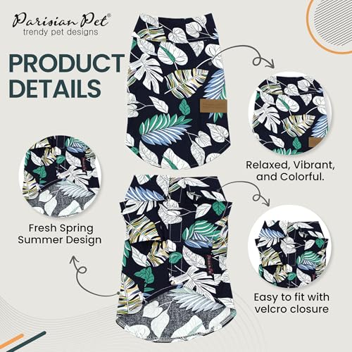 Parisian-Pet-Unisex-Dog-Shirt-Palm-Leaves-Patren-Dog-Beach-Outfit-100-Cotton-and-Sleeveless-Hook-and-Loop-Closure-Dog-Summer-Clothes-Machine-Washable-Dog-Shirts-for-Large-Dogs-L - Cucciolini Doodles   Parisian-Pet-Unisex-Dog-Shirt-Palm-Leaves-Patren-Dog-Beach-Outfit-100-Cotton-and-Sleeveless-Hook-and-Loop-Closure-Dog-Summer-Clothes-Machine-Washable-Dog-Shirts-for-Large-Dogs-L