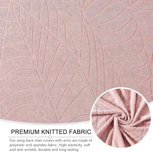 Funda de sillón orejero de 2 piezas elástica con tejido protector premium 4