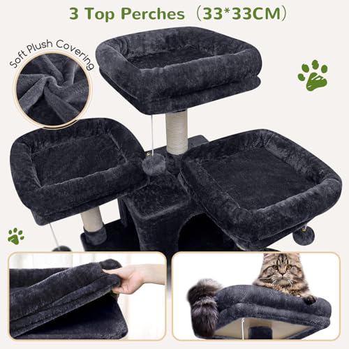 Image of Globlazer Big XL Cat Tower for Indoor Multiple Cats, F68B, Dark Grey | 68 inch Cat Tower for Adult Cats Cat Tree with Scratching Post, 3 Perches, 2 Condos, 2 Basket, Removable Pet Bed