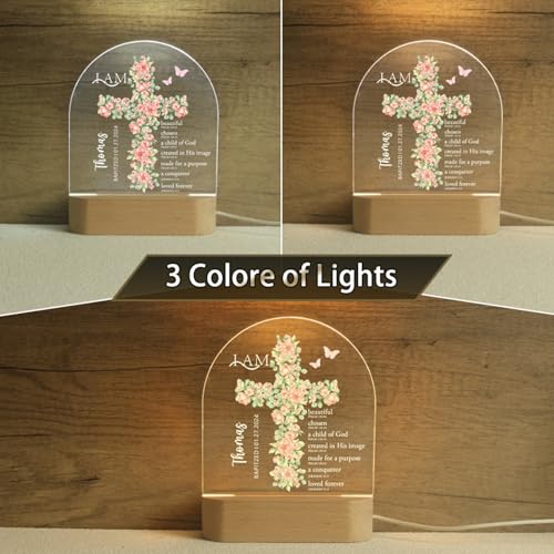 Lámpara de mesa cruz para bautizo con luz USB miniatura 4