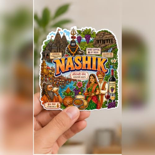 Image of Zesta Wooden Fridge Magnets Set | Refrigerator Decor Magnets for Kitchen | India Souvenir Fridge Magnet Collection | Wooden Magnet for Fridge Door Decoration (Nashik)