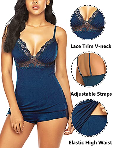 Avidlove Womens Sleepwear Lace Pajamas Cami Pjs Set Sexy Nightwear (Medium, Blue Green) #TOP1