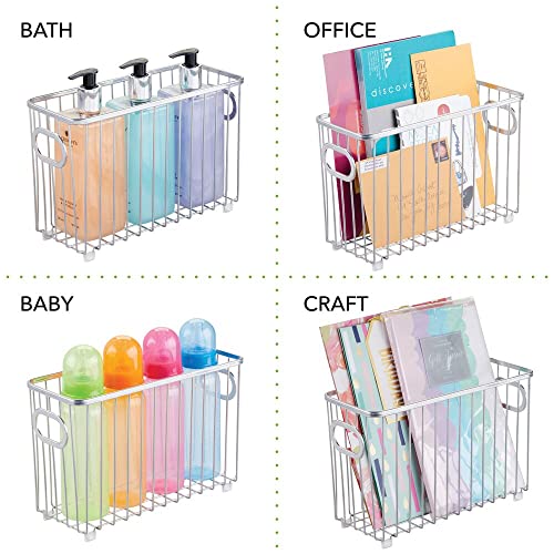 mDesign Set van 4 kleine metalen keukenkorden – flexibele opbergmand voor de keuken, voorraadkamer enz. – compacte en universele draadmand met handgrepen – zilverkleurig - Image 5