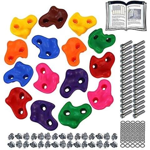 ALPIDEX Kinder Klettergriffe bunt 5/10/15/20/30 Stück Klettersteine inklusive Befestigungsmaterial Cover
