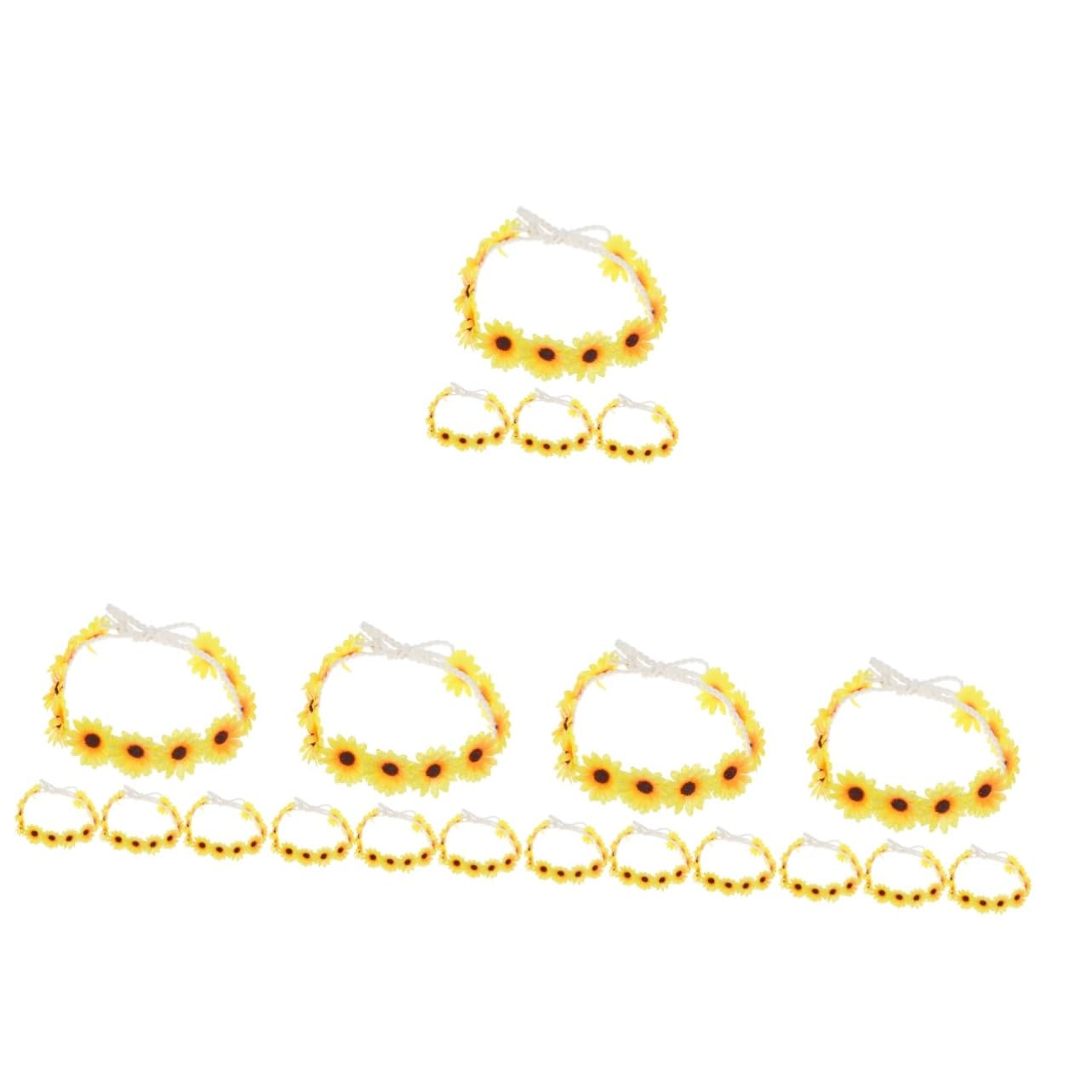 FRCOLOR Lot de 20 cordes à cheveux tournesols - Bandeau pour cheveux - Pour femme - Bandeau de cheveux - Pour femme - Pour la plage d'été - Pour les