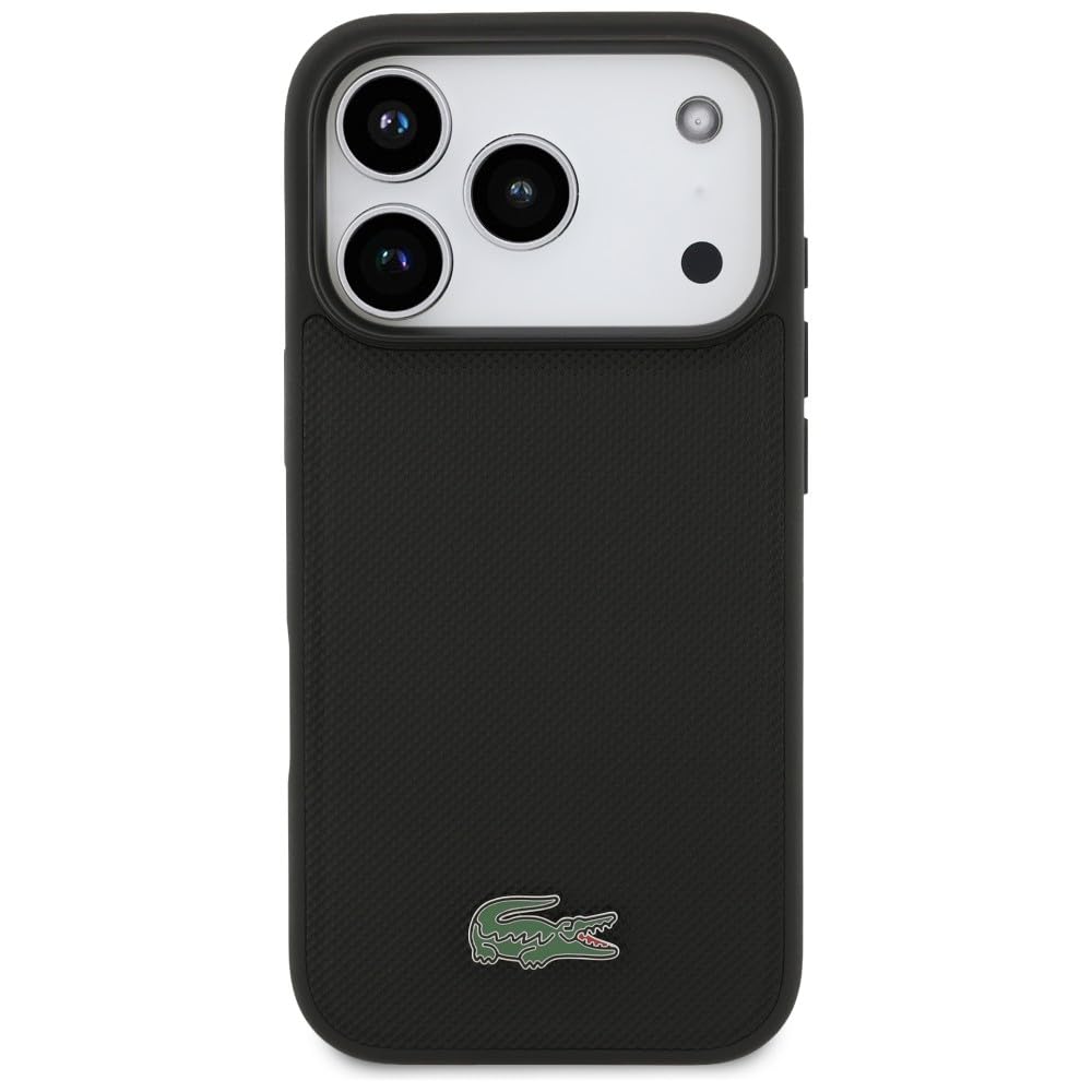 CG MOBILE Lacoste etui + zestaw portfela Iconic Petit Pique kompatybilne z MagSafe do iPhone 17 Pro (czarne)