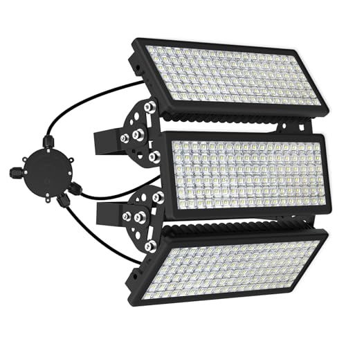 HOPEDAMAI Projecteur Extérieur LED Puissant 300W avec Boîte de Raccordement, 42000LM Super Lumineux, Blanc Froid 6500K, 230V, IP67 Étanche, Éclairage pour Terrain de Sport et Parking