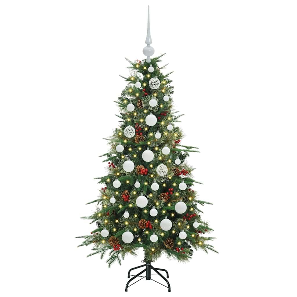 Sztuczna składana choinka zielona, 120 cm, wykonana z polietylenu i PCW, z 150 diodami LED o ciepłej białej barwie, zasilana przez USB, idealna do użytku wewnątrz i na zewnątrz, świąteczna dekoracja