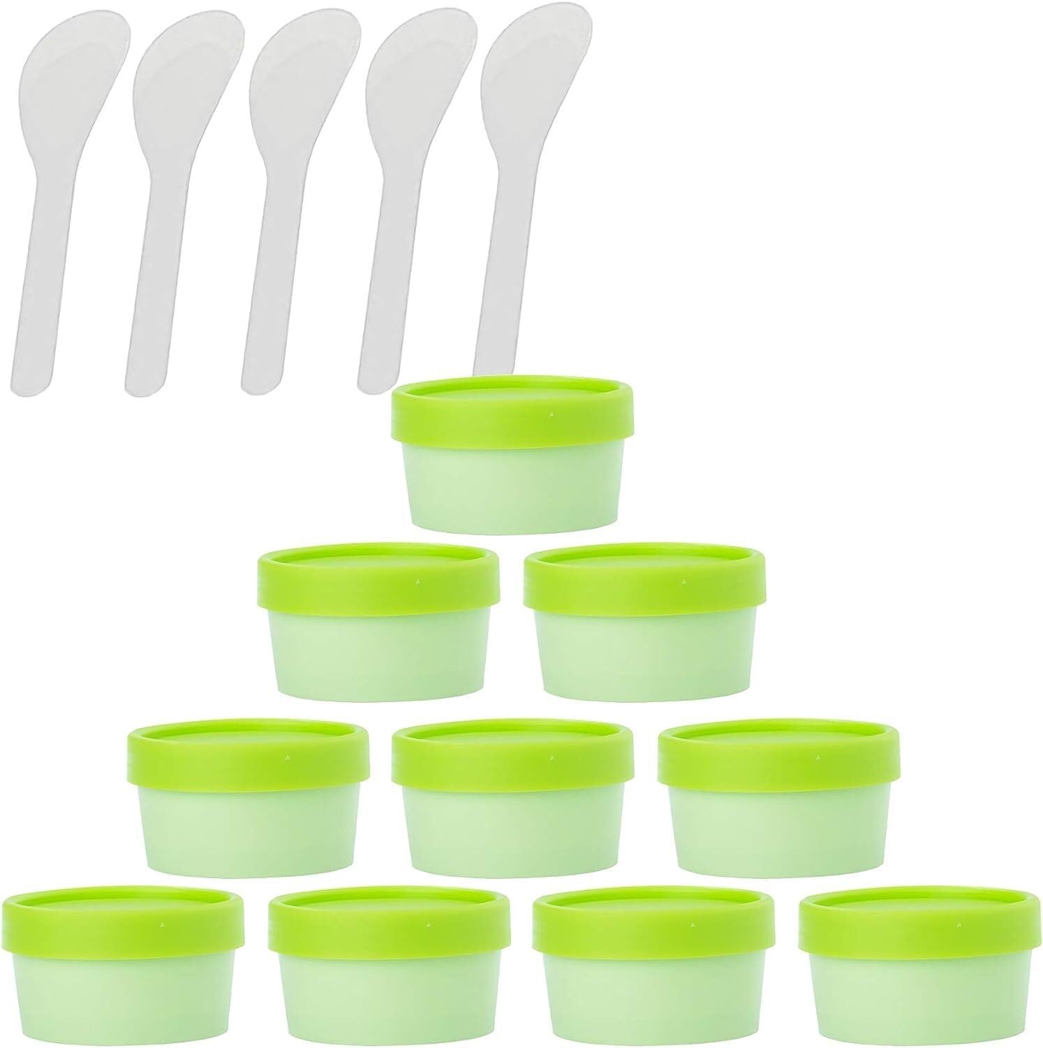 KRXSOBNV Cosmetic Jars, 12 PC Empty Leakproof Cosmetic Pot Container with Lids with 6 Spatula(Green,50ml)