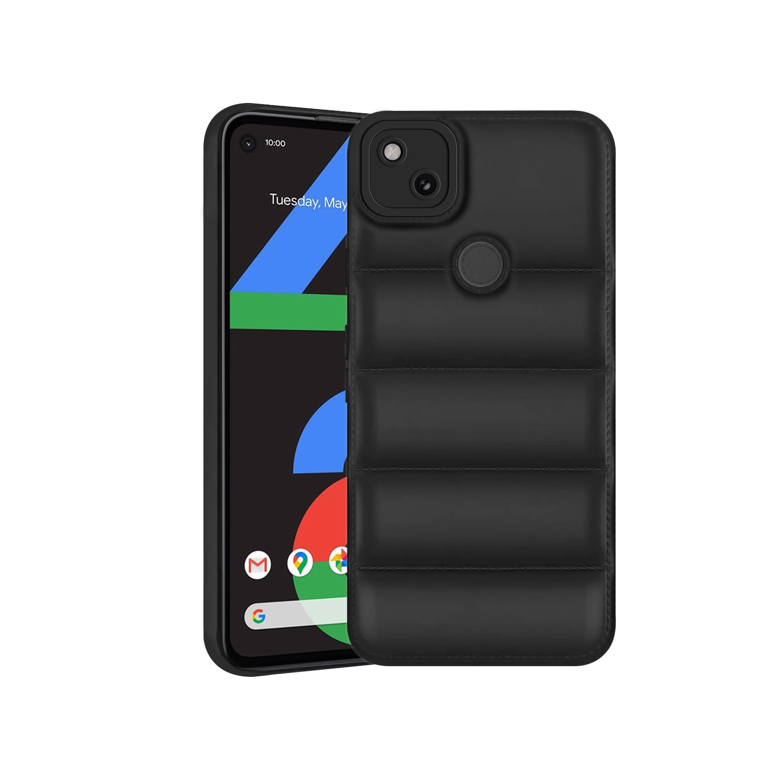 Amazon Brand - Solimo Rubber Puffer Case Camera Protection Soft Back Cover for Google Pixel 4A 4G -Black (B0CV55MJMR) Amazon Price History, Amazon Price Tracker