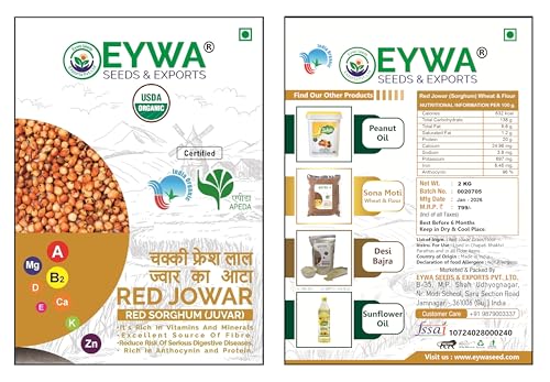 Image of Eywa Seeds & Exports Pvt Ltd Organic Red Sorghum Flour(2 Kg) /Red Cholam /Jowar /Jonna /Jola For Eating & Cooking|Produce Of India From Organic Farms