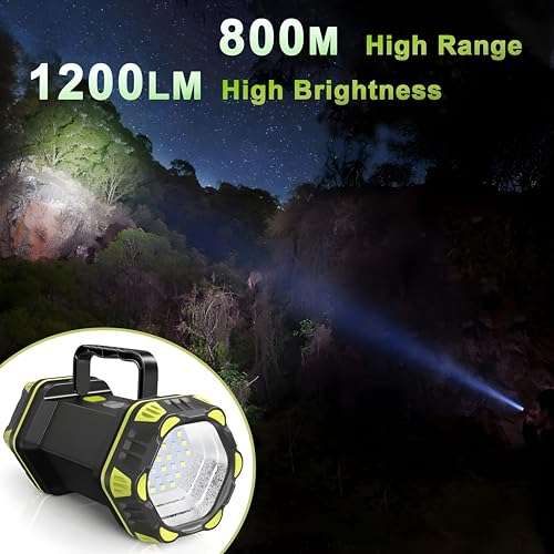 Image of Torch Light High Power Long Distance Rechargeable Flashlight, 8 Modes Handheld Spotlight for Camping, Waterproof, Emergency Light for Outdoor, USB Cable Included with Tripod (3 Months Warranty)