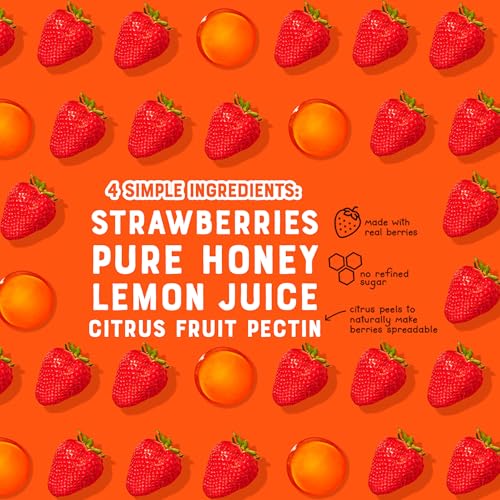 Image of Nate's Honey Fruit Spread, Strawberry - 10 oz Jar | All-Natural - Made with Real Strawberries & No Refined Sugar - Sweetened with 100% Pure Honey - Easy-to-Spread