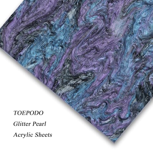 Image of TOEPODO Pearl Cast Acrylic Sheets Pearlescent Glitter Acrylic Sheet 1 /8 Thickness Acrylic Sheets for Laser Cutting for Art Design DIY Crafts /Home Deco(3, Purple Black, 8x12 Inch)