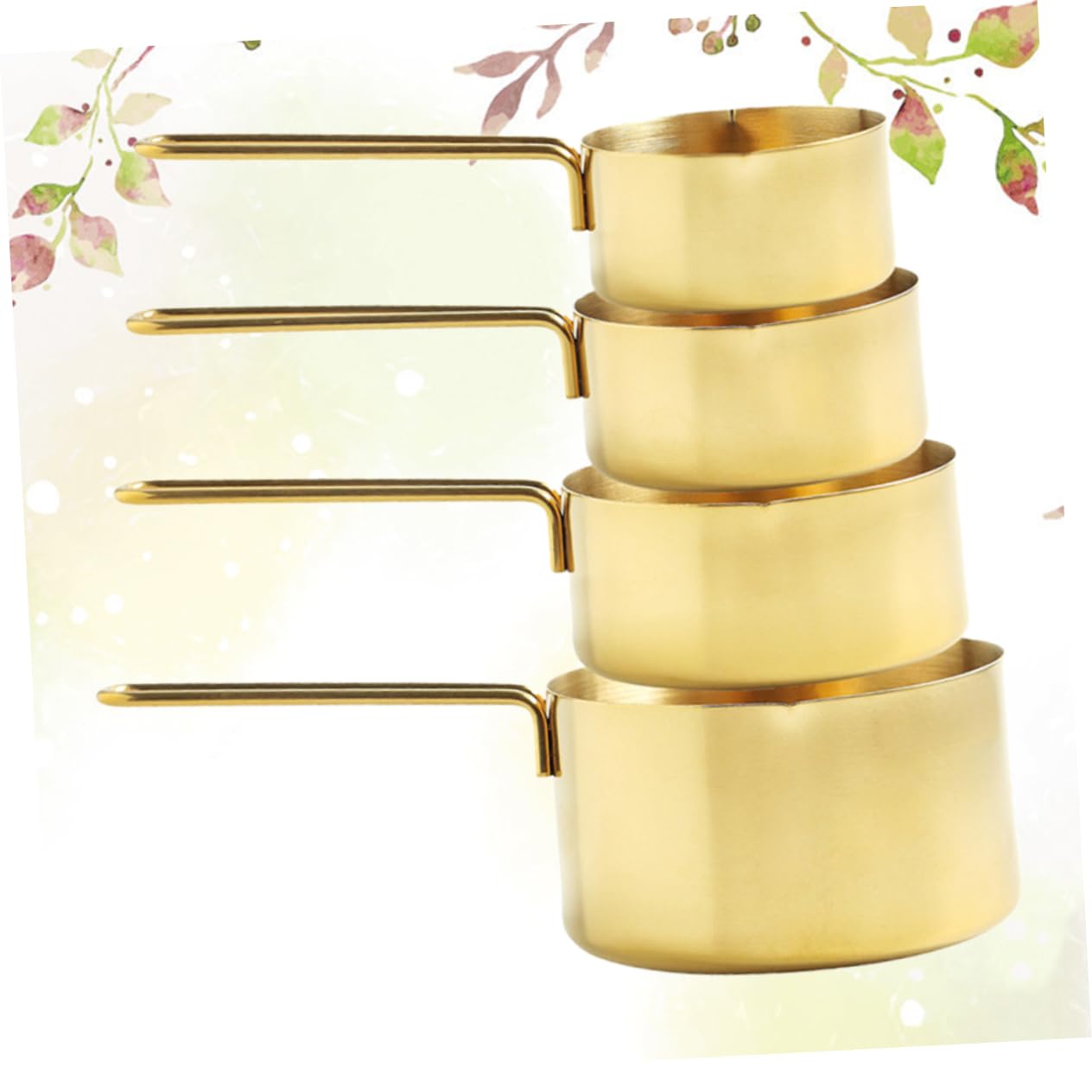 TOPBATHY 4pièces Cuillères Doseuses Acier Inoxydable Dorées Lot Pour Cuisine Et Pâtisserie Avec Manche Long Suspension Pour Rangement Facile