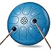 PUJONI Steel Tongue Drum, 6 Inch 8 Notes Percussion Instrument with Music Book, Mallets, Carry Bag, Finger Picks, Gifts for Beginners Musical Education & Adults Relaxation Meditation (Seablue)