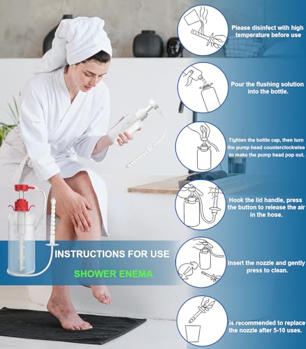 Image of Enema Kit for Clean - Anal Douche Anti Back-Flow with 3 Nozzle Tips - Douche for Women /Douches for Men - 600ml /20.29 OZ