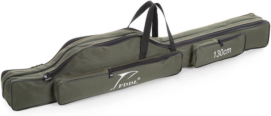 Fishing Travel Case Outdoor Fishing Bag 51.18 Inch Portable Fishing Rod Carrier 2 Layer Fishing Pole Tools Storage Bag Gear Tackle Carrier