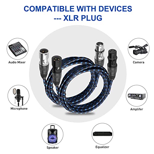 Dremake Xlr Microphone Audio Cable 6 Feet Patch Cable, Xlr 3-Pin Male To Female Braided Balanced Mic Cord For Live Sound & Stage, Power Amplifiers, Speakers, Aqualizers - 2 Pack #TOP3