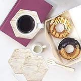 Marmor-Untersetzer für Getränke, saugfähig mit Korkboden, 8 Stück Getränkeuntersetzer für Holztisch mit Metallhalter, goldene Keramik-Tassenuntersetzer, rustikale Heimdekoration für Wohnzimmer - 2
