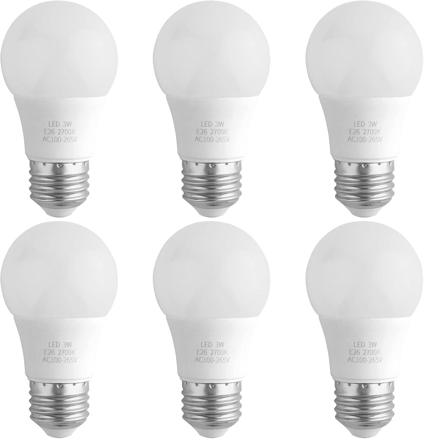 Yiliaw Led Bulb,3W(Equivalent 25 Watt Light Bulbs),Warm White 2700K E26 Base, Energy Saving Led Bulbs,Warm White(6 Pack)