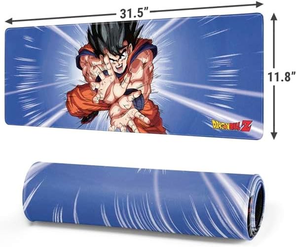 Skinit Large Gaming Mouse Pad - Officially Licensed Dragon Ball Z Goku Blast Design with Stitched Edges, Waterproof, Non-Slip Rubber Base, Desk Mat for Keyboard & Mouse, 31.5" x 11.8" inches