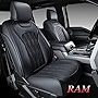 Coverado RAM Seat Covers, Waterproof Leather Car Seat Covers, Protective Seat Cushions Truck Pickup Interior Set, Compatible with 2002-2023 Dodge Ram 1500 2500 3500 Crew Cab with Narrow Back, Black