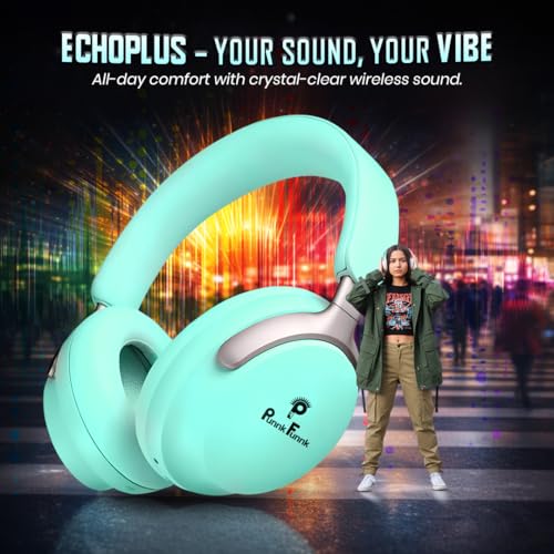 Image of PunnkFunnk Wireless Over-Ear Bluetooth Headphones - Deep Bass, Noise Isolation, Soft Cushioned Earcups, Foldable Lightweight Design, HD Mic for Gaming, Music & Calls (Blue)
