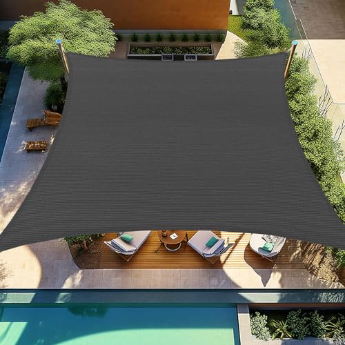 Shade&Beyond 10'x10' Sun Shade Sails Curved Canopy Rectangular Dark Grey 185GSM Shade Sail Permeable...