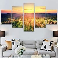 SIGNWIN 5 Panel Canvas Wall Art Modern Art Expressive Forest Multicolor Photography Romantics Scenic for Home Decorations Ready to Hang - 60