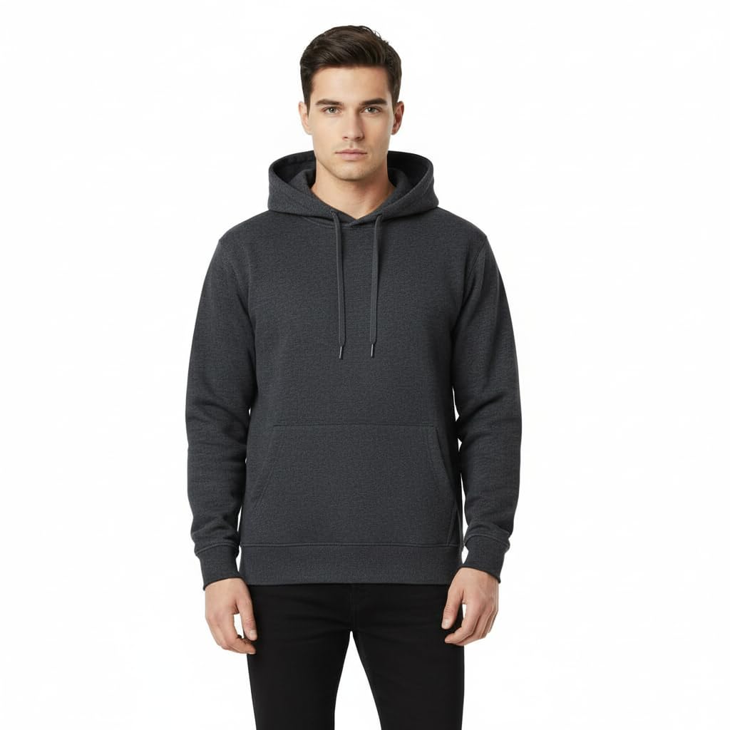 A2Z Mens Fleece Hoodie Pullover Hooded Jumper Sweatshirt - Plain Sweatshirt Charcoal 3XL