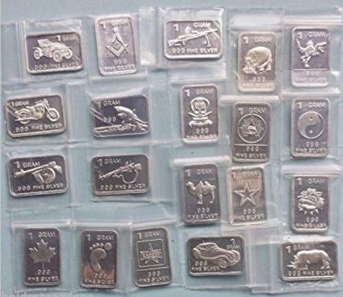 Miniatura 8 de 3 barras de arte coleccionables de plata pura 999 con diseños al azar en una bolsa de joyería.