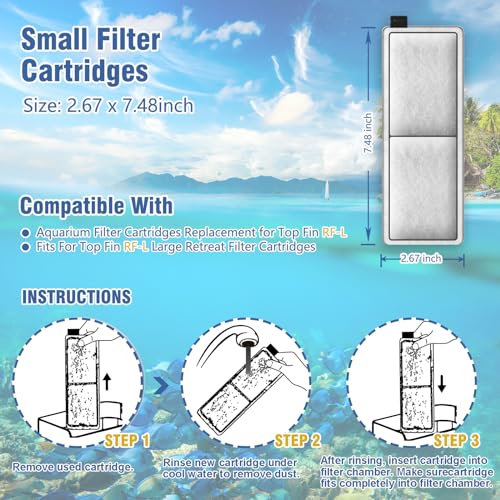Image of 12-Pack Fish Tank Aquarium Filters Replacement for Top Fin RF-L Large Retreat Filter Cartridges