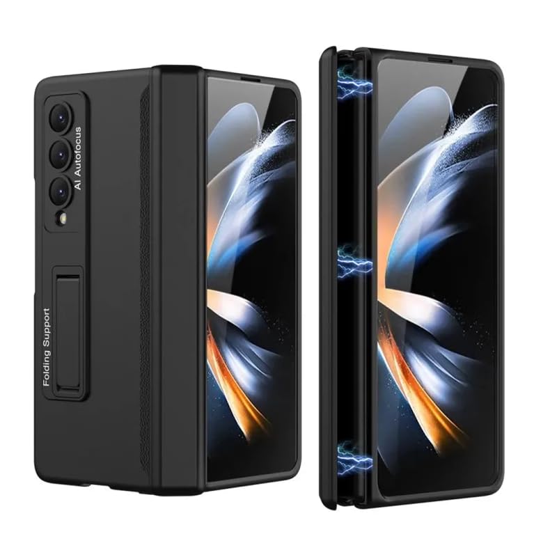 T TECLUSIVE Ultra Luxury Full Protection Case Cover with Magnetic Hinge Protection Compatible for Galaxy Z Fold 4 | Slim Front Tempered Glass Case with Hidden Stand for Fold 4 (Fold 4, Black) (B0CPPHC49W) Amazon Price History, Amazon Price Tracker