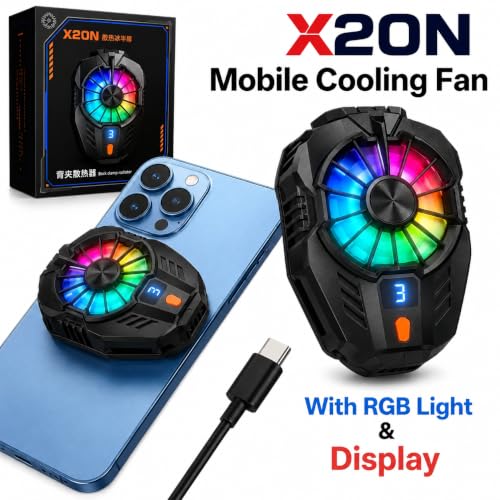 Image of X20N Mobile Phone Cooler with Magnetic Clip | Semiconductor Cooling Fan | RGB LED Gaming Cooler | USB Type-C Fast Cooling Radiator for Android, iPhone & Gaming Phones