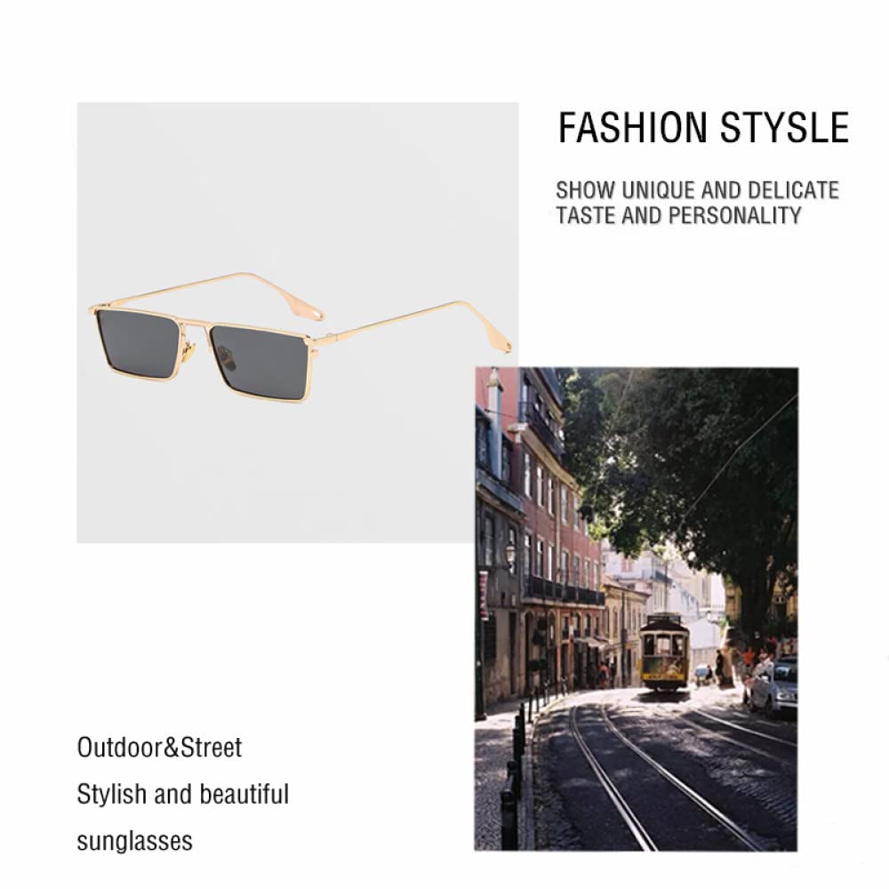 Petites lunettes de soleil rectangulaires pour homme et femme Verres en métal Vintage Monture Sport Dropship Lunettes UV400