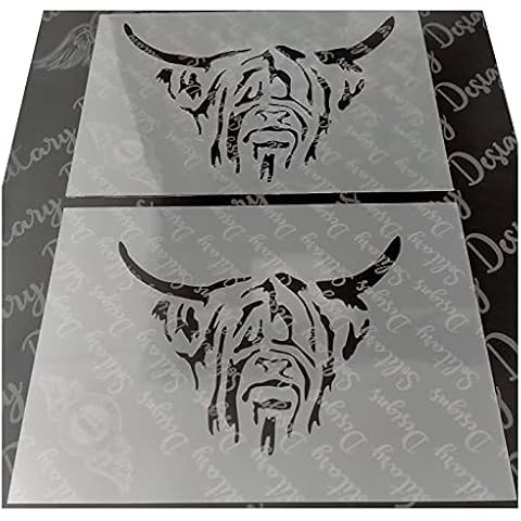 Highland Cow Stencil Vintage Furniture Painting & Crafting Shabby Chic 2 Size Variation 2X A5 Sheets Cover