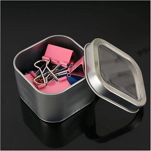 Miniatura 4 de Latas cuadradas de metal con tapas de ventana, paquete de 15 latas de plata cuadradas vacías para hacer velas, dulces, regalos y tesoros (4 onzas)