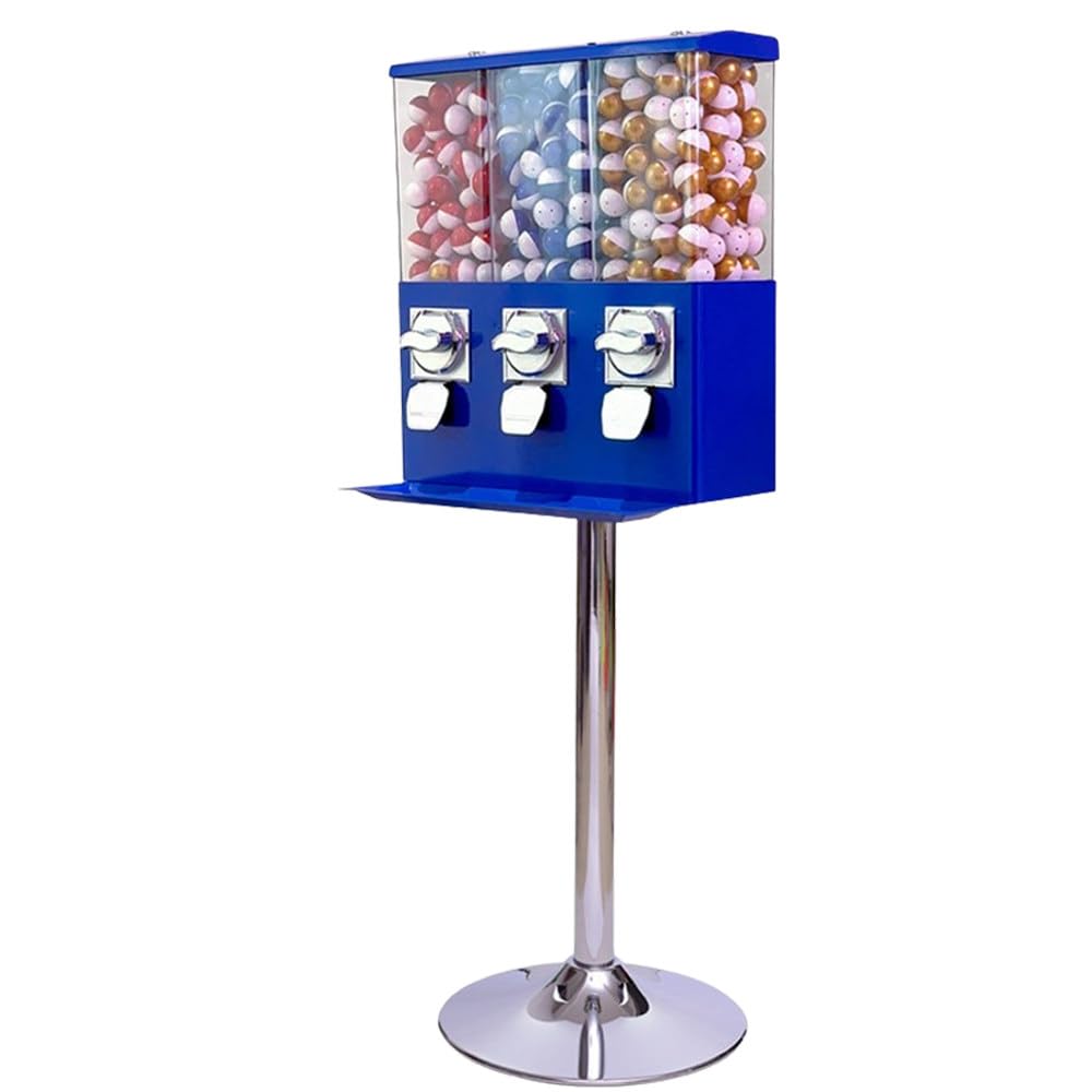 ShaiVrissian Triple Gumball Vending Machine with Coin Mechanism Blue