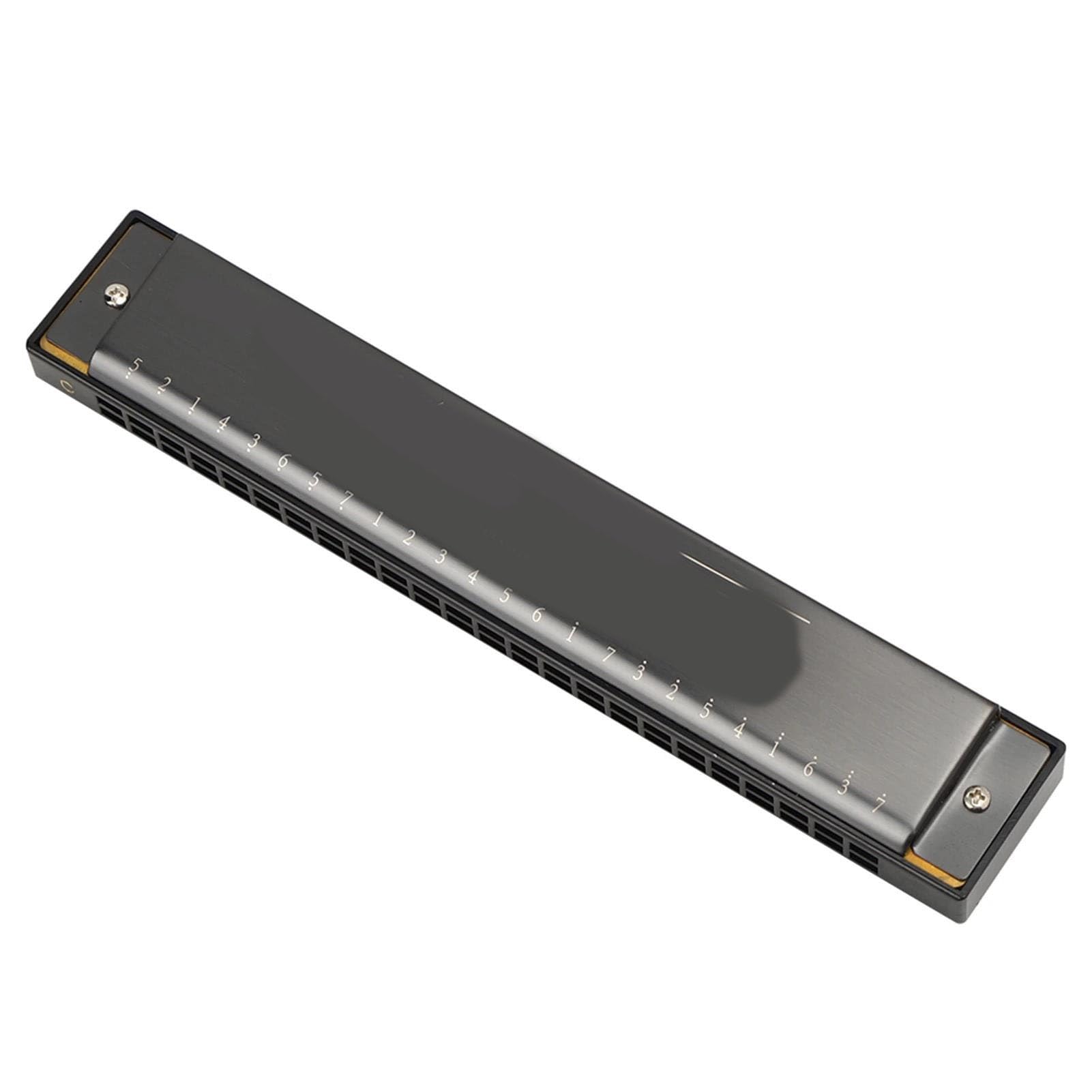 Einsteiger Mundharmonika C-Dur-Mundharmonika Mit 24 Löchern Glänzend Schwarzen Stimmzungen Grundplattenstärke: 1.0 Mm(MattexBlack)
