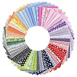 HuhWafee 56 Stück Baumwollstoff Patchwork, 8 Farben, 100% Baumwolle 25 x 25cm DIY Baumwolltuch Stoffe zum Nähen, Buntes Muster Baumwollstoff, Patchwork Stoffe Baumwolle, Stoffpaket